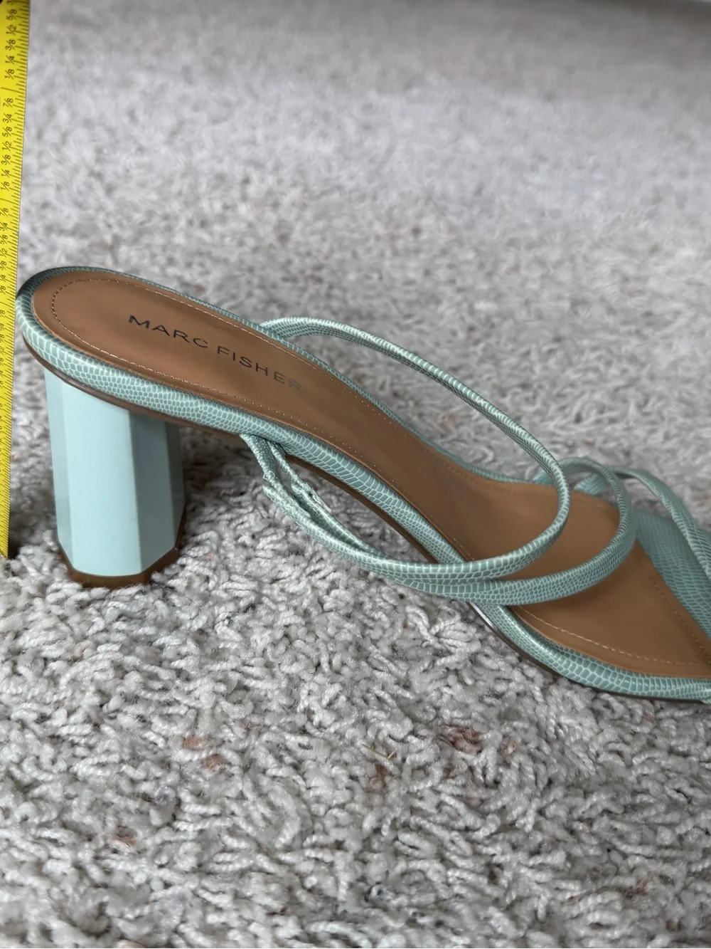 Marc Fisher Mint Green Strappy Block Heel Sandals